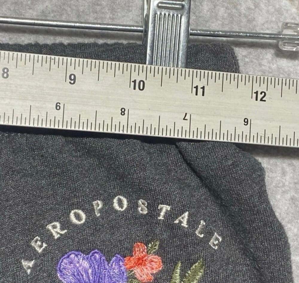 Aeropostale Fleece Tracksuit Set Dark Charcoal Gray Floral Hoodie Sweatpants XS - Picture 6 of 10